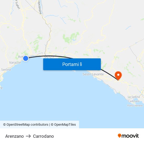 Arenzano to Carrodano map