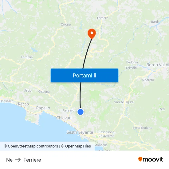 Ne to Ferriere map