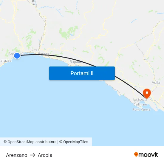 Arenzano to Arcola map
