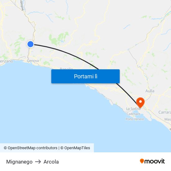 Mignanego to Arcola map