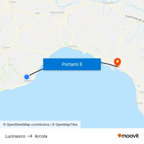 Lucinasco to Arcola map