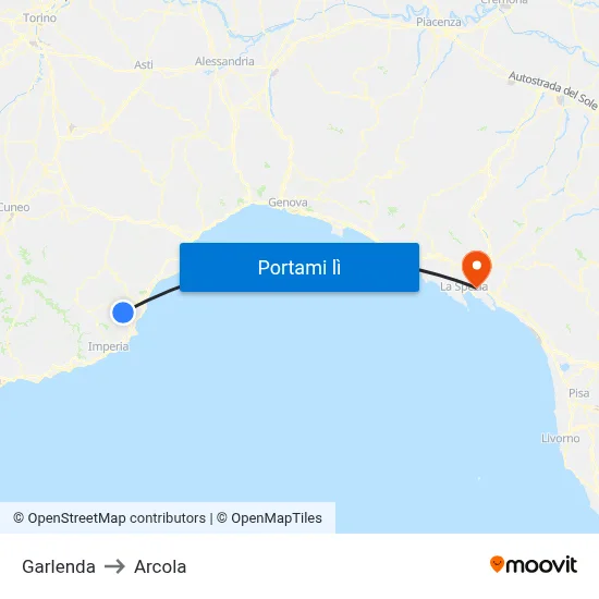 Garlenda to Arcola map