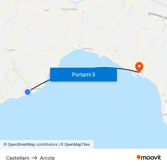 Castellaro to Arcola map