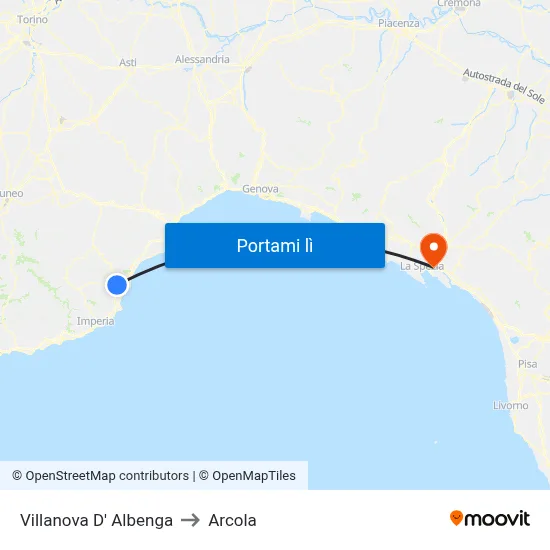 Villanova D' Albenga to Arcola map