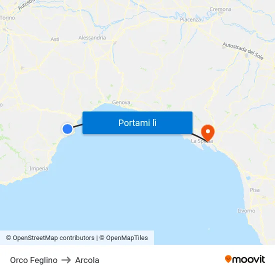 Orco Feglino to Arcola map