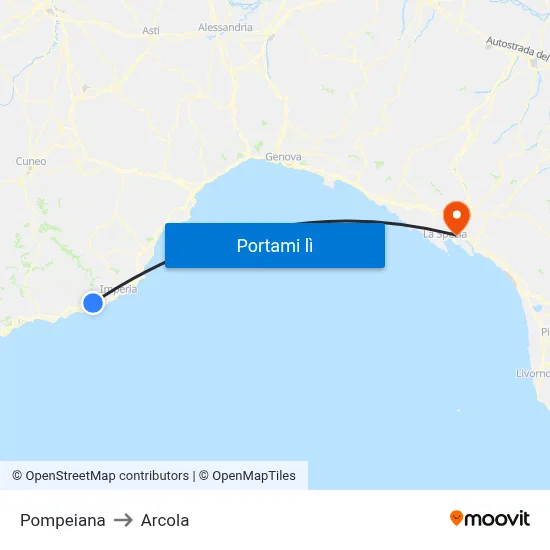 Pompeiana to Arcola map