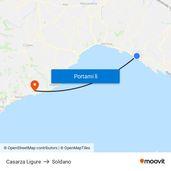 Casarza Ligure to Soldano map