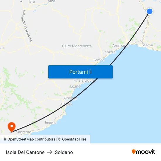Isola Del Cantone to Soldano map