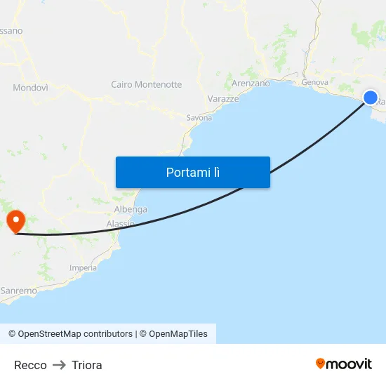 Recco to Triora map