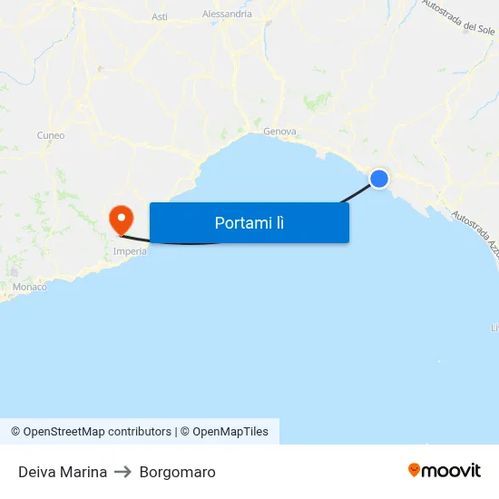 Deiva Marina to Borgomaro map