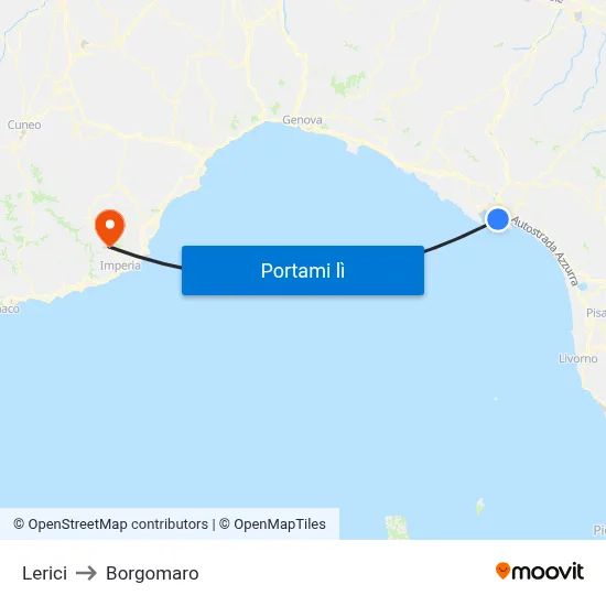 Lerici to Borgomaro map