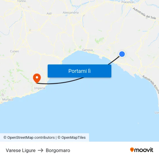 Varese Ligure to Borgomaro map