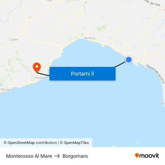 Monterosso Al Mare to Borgomaro map