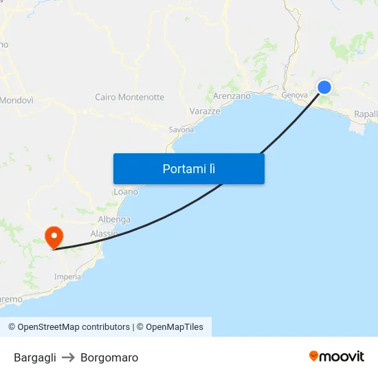Bargagli to Borgomaro map