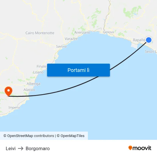 Leivi to Borgomaro map