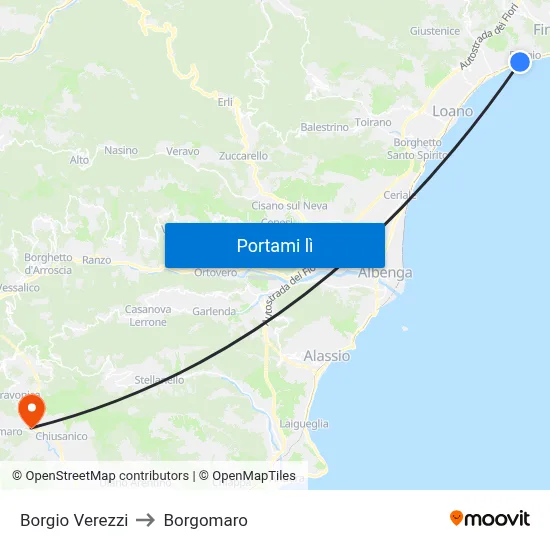 Borgio Verezzi to Borgomaro map