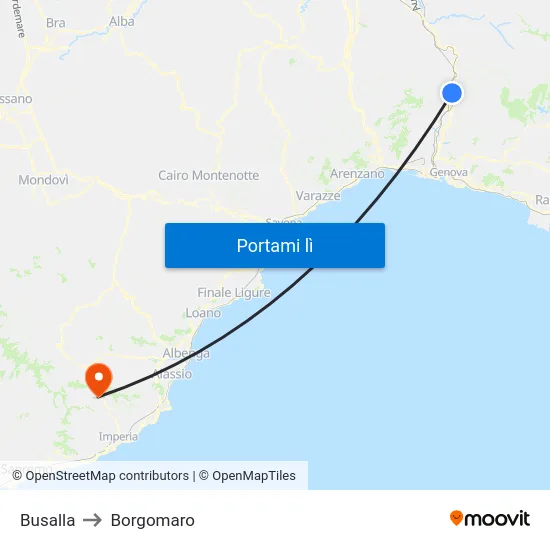 Busalla to Borgomaro map