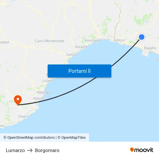 Lumarzo to Borgomaro map
