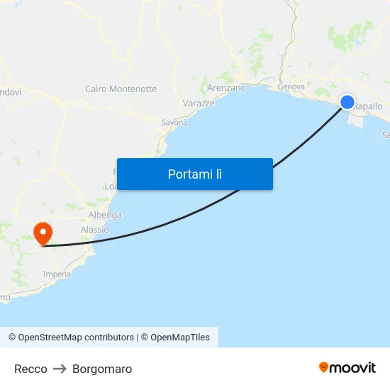 Recco to Borgomaro map