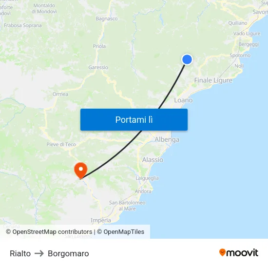Rialto to Borgomaro map