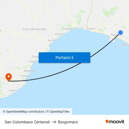 San Colombano Certenoli to Borgomaro map