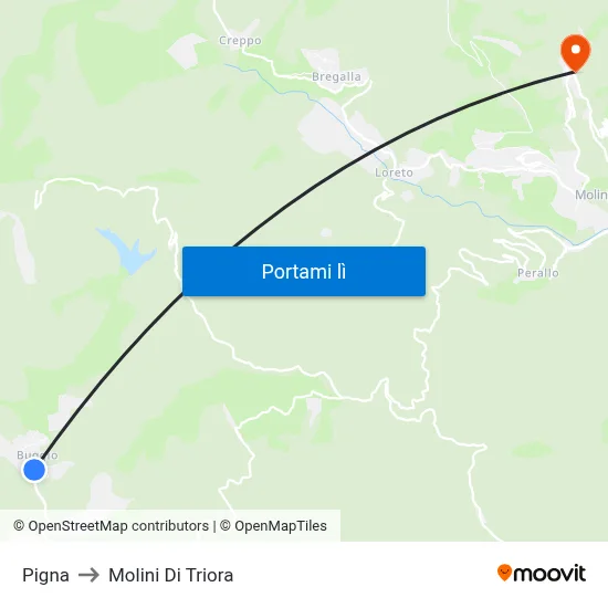 Pigna to Molini Di Triora map