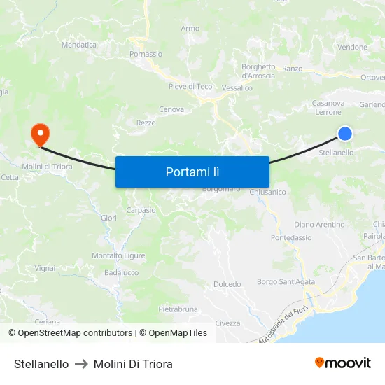 Stellanello to Molini Di Triora map