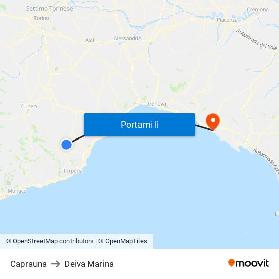 Caprauna to Deiva Marina map