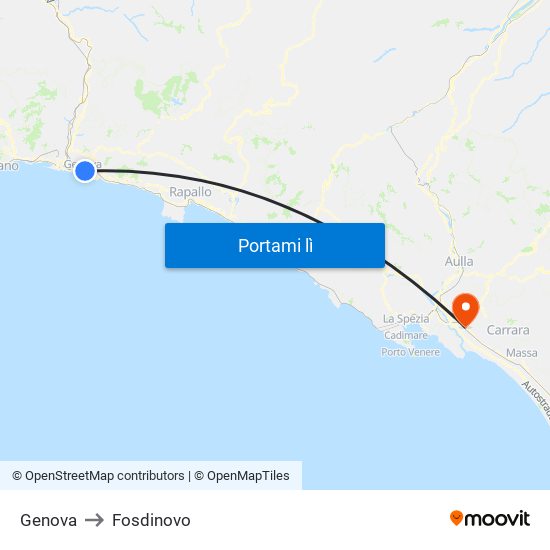 Genova to Fosdinovo map