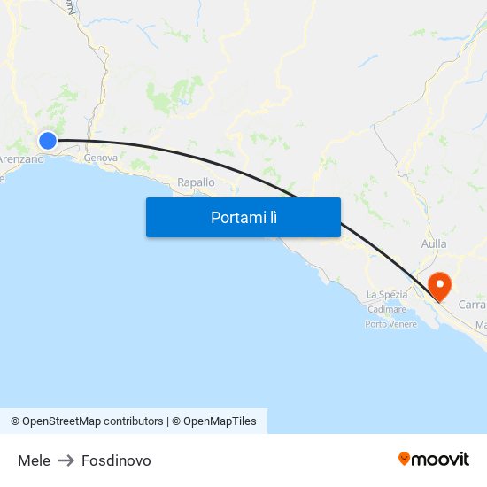 Mele to Fosdinovo map