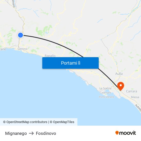 Mignanego to Fosdinovo map