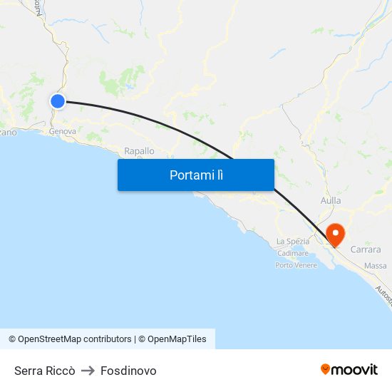 Serra Riccò to Fosdinovo map