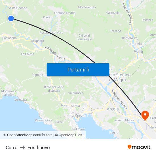 Carro to Fosdinovo map