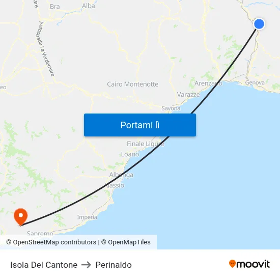 Isola Del Cantone to Perinaldo map
