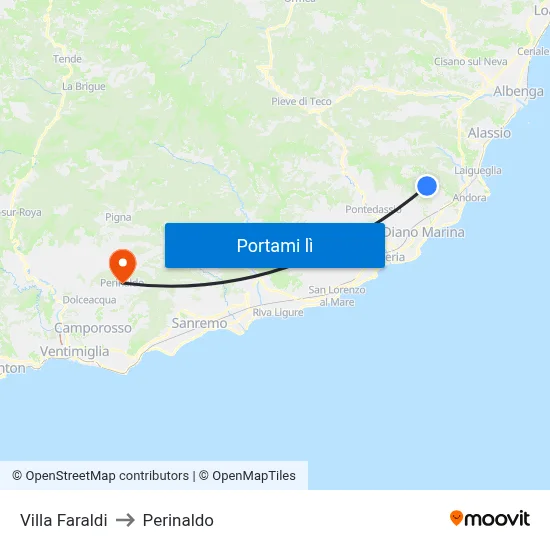 Villa Faraldi to Perinaldo map