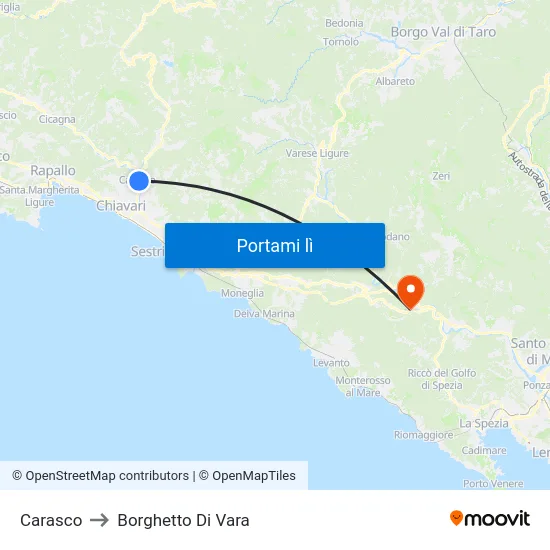 Carasco to Borghetto Di Vara map