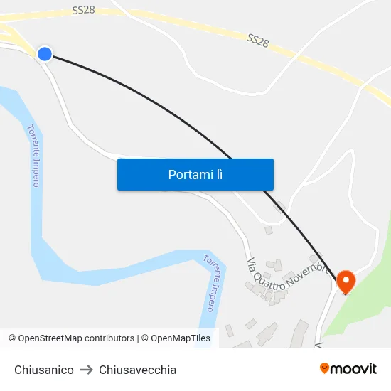 Chiusanico to Chiusavecchia map