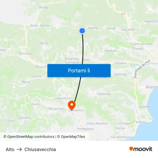 Alto to Chiusavecchia map