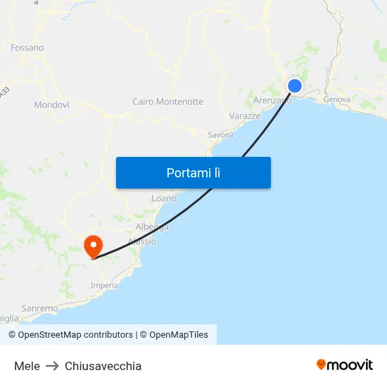 Mele to Chiusavecchia map
