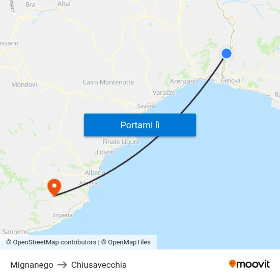 Mignanego to Chiusavecchia map