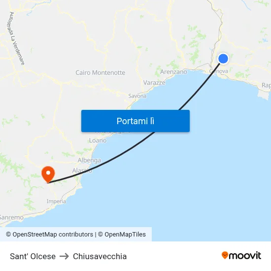 Sant' Olcese to Chiusavecchia map