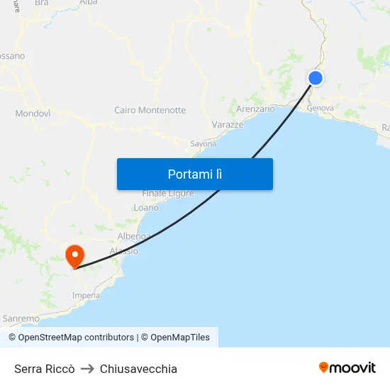 Serra Riccò to Chiusavecchia map