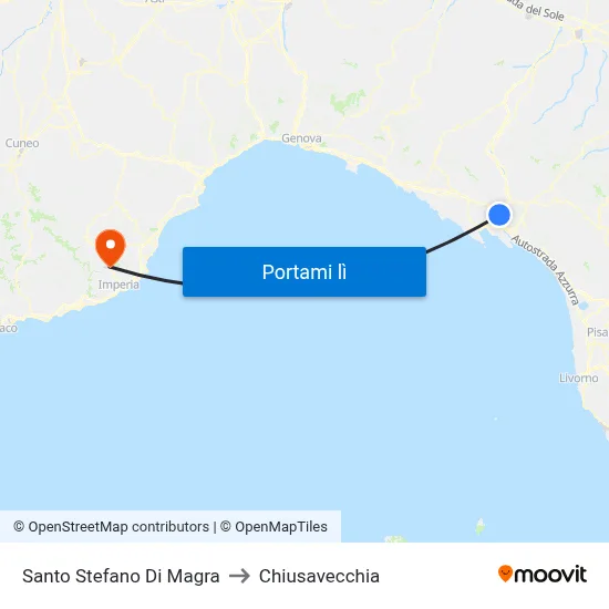 Santo Stefano Di Magra to Chiusavecchia map