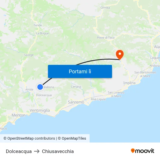Dolceacqua to Chiusavecchia map