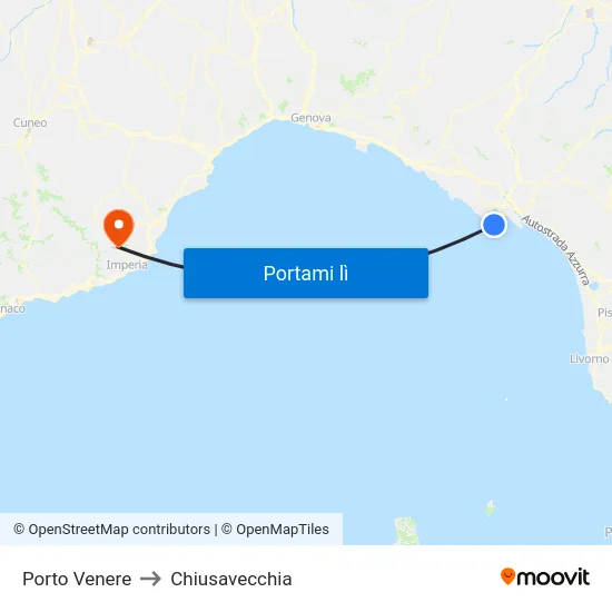Porto Venere to Chiusavecchia map