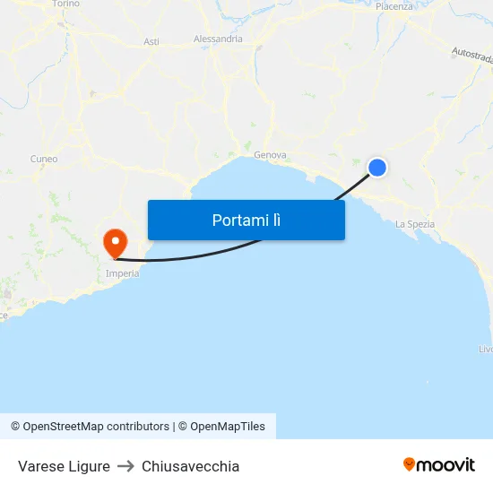 Varese Ligure to Chiusavecchia map