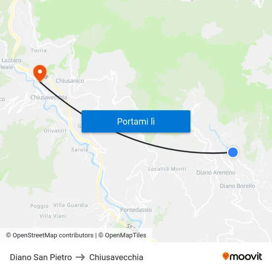 Diano San Pietro to Chiusavecchia map
