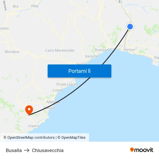 Busalla to Chiusavecchia map