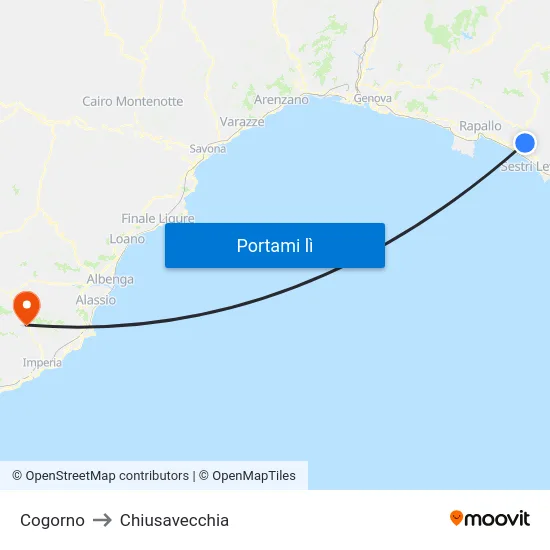 Cogorno to Chiusavecchia map