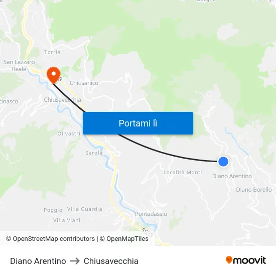 Diano Arentino to Chiusavecchia map